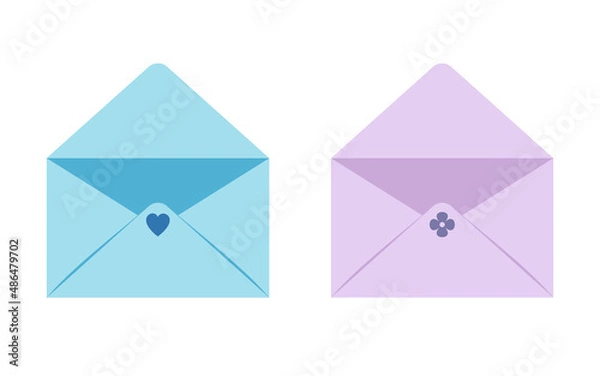 Fototapeta Abstract blue and purple letters vector. Empty envelope. Space for text. Vector illustration.