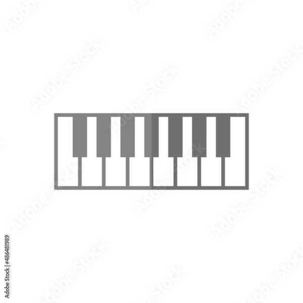 Fototapeta Piano keyboard grey flat vector icon
