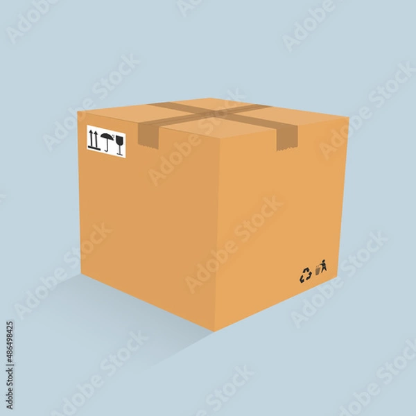Fototapeta Vector drawing of a cardboard box for trucking with marking