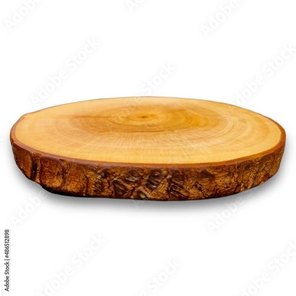 Fototapeta isolate rustic wood slice. good for pizza board, display food, kitchen board. 
pieces of wood for display or for anvils when cutting