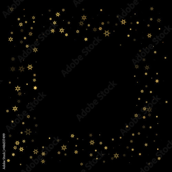 Fototapeta Falling Snow flakes golden pattern Holiday Vector