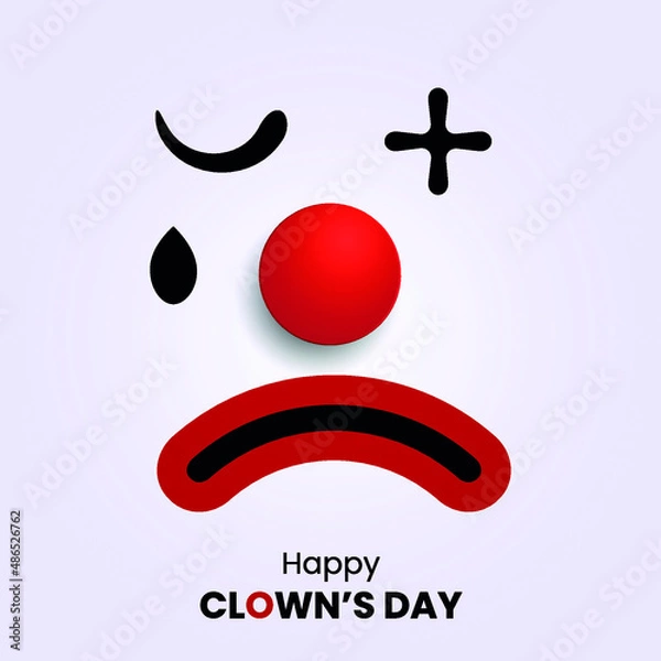 Fototapeta Sad clown face with big red rubber nose
