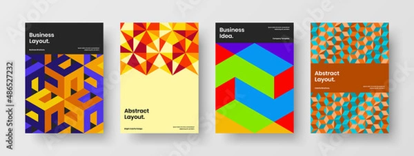 Fototapeta Bright geometric pattern catalog cover template composition. Minimalistic front page A4 vector design illustration bundle.