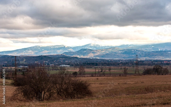 Fototapeta View of the Karkonosze Mountains from Goduszyn (Jelenia Góray District)