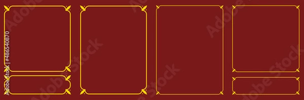Fototapeta Vector border frames on brown red background. Simple rectangular billboard, nameplate, doorplate, plaque, signboard, book page or label design