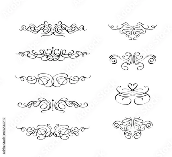 Fototapeta Set of Calligraphic Swirl Element