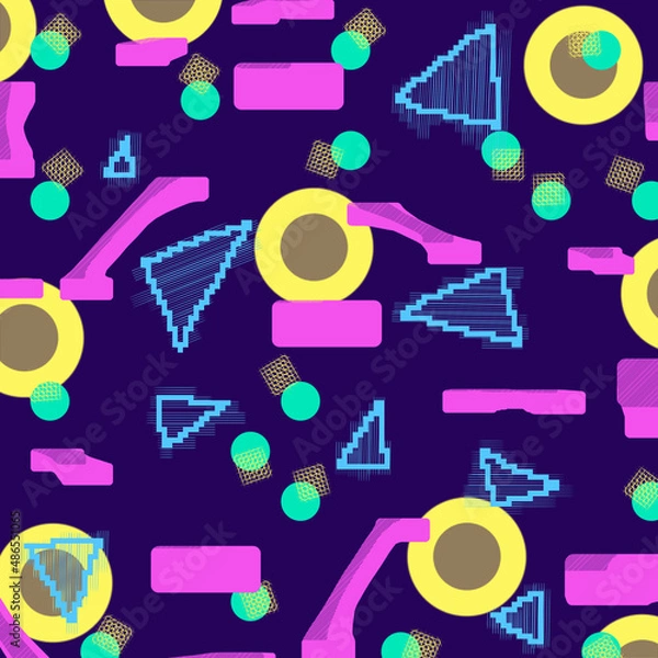 Fototapeta Abstract illustration for design. Template, background, banner. Geometric figures, symbols.