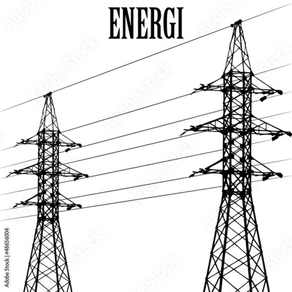 Fototapeta High voltage power pole line vector