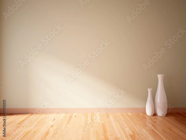 Fototapeta empty interior with white vases