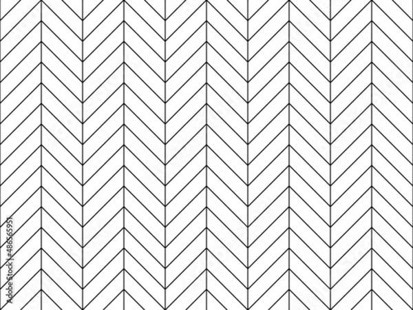 Fototapeta Vector seamless herringbone floor pattern with wooden zigzag panels and planks. Wooden parquet design texture. Modern interior flooring design. Realistic diagonal texture.