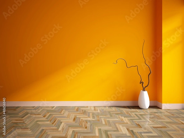 Obraz orange empty interior with a white vase