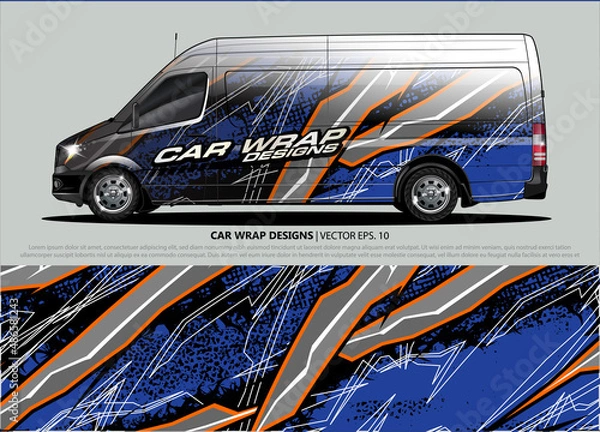 Fototapeta car wrap design. simple lines with abstract background vector