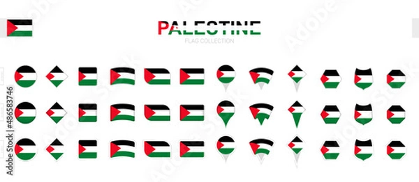 Fototapeta Large collection of Palestine flags of various shapes and effects.