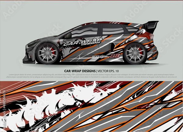 Fototapeta car wrap design. simple lines with abstract background vector