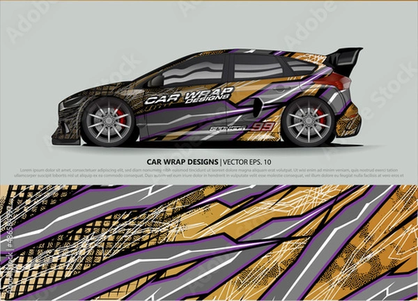 Fototapeta car wrap design. simple lines with abstract background vector