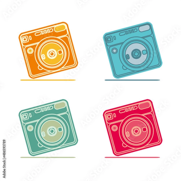 Obraz set of colorful instant camera icon for design