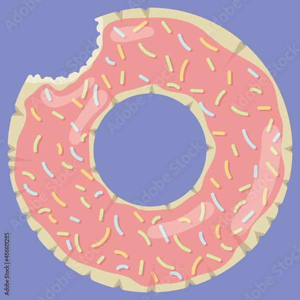 Fototapeta Donut shaped inflatable mattress icon for pool party, beach vacation and hotel vacation. Vector illustration