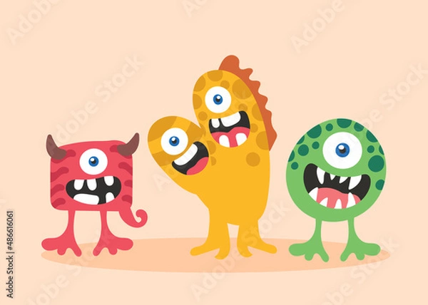 Fototapeta Colourful monsters set