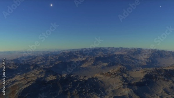 Fototapeta distant alien planet desert landscape environment 3d render