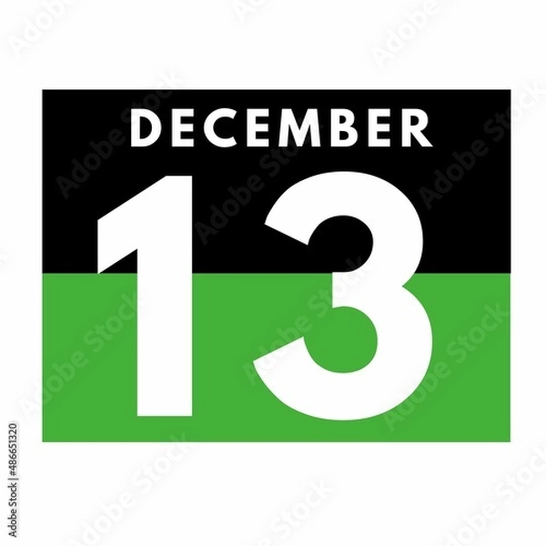 Fototapeta December 13 . Flat daily calendar icon .date ,day, month .calendar for the month of December
