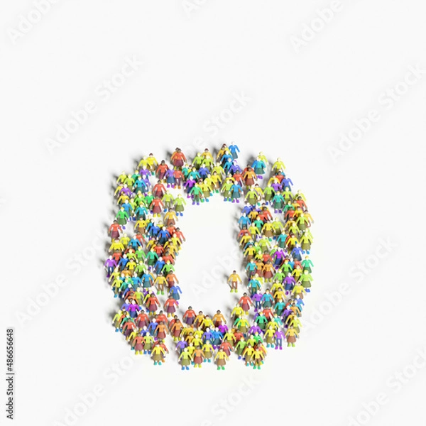 Fototapeta Graphic of people lined in the form of "O" (3D illustration)