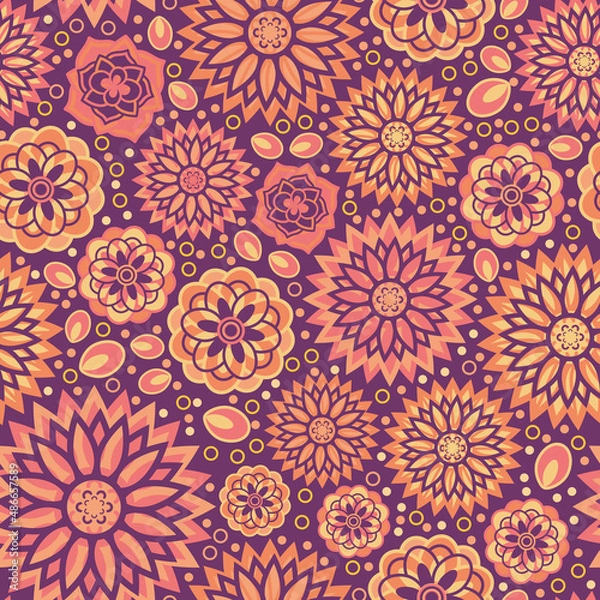 Fototapeta Beautiful and Simple Geometrical Flower Seamless Surface Pattern Design