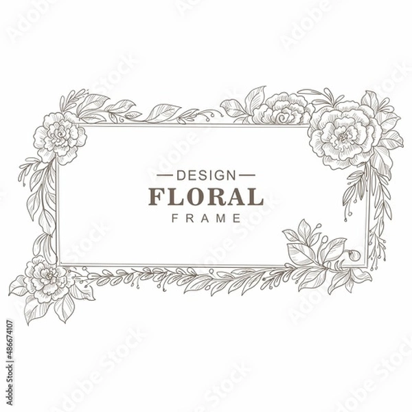 Fototapeta Decorative frame with hand drawn composition card design