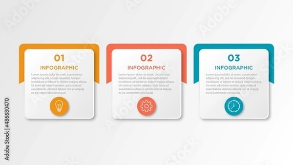 Fototapeta Timeline infographic design element and number options. Business concept with 3 steps. Can be used for workflow layout, diagram, annual report, web design. Vector business template for presentation.