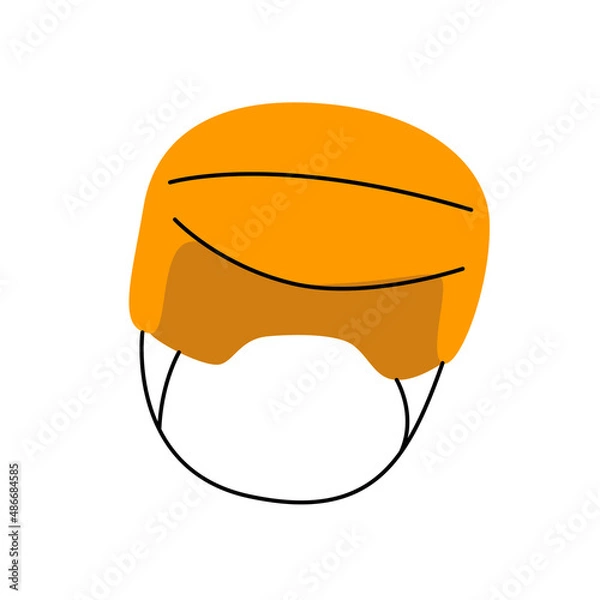 Fototapeta Isolated illustration of a protective helmet for hockey. A simple minimalistic illustration in a flat style.