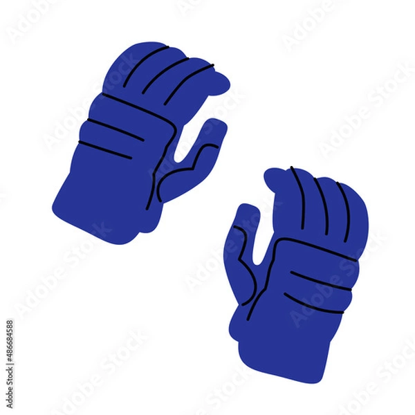 Fototapeta Isolated illustration of men's hockey gloves. A simple minimalistic illustration in a flat style.