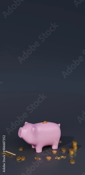 Obraz piggy bank  poster for stories smartphone