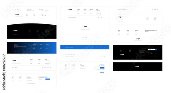 Fototapeta Web UI Editable Footer Blocks, Layout Template