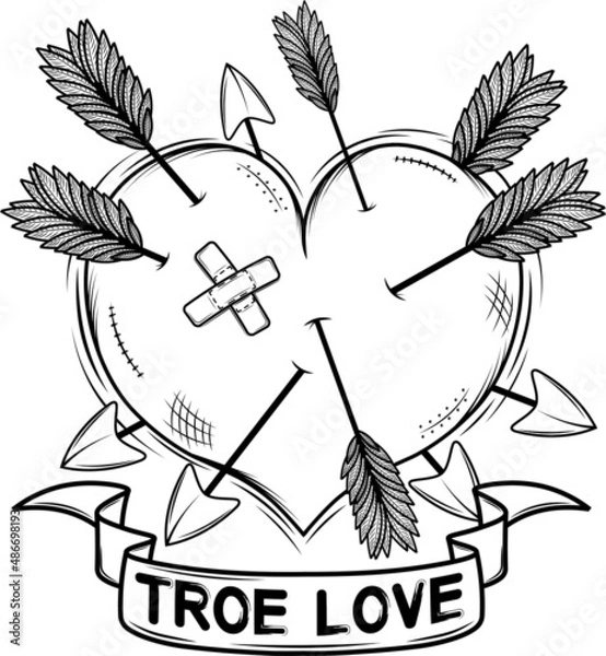 Obraz Black and white vector drawing of a heart (True Love)