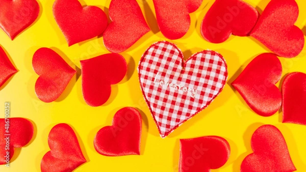 Obraz Lots of red hearts as a symbol of love. St. Valentine's Day