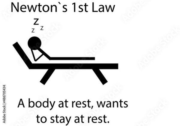 Fototapeta Newton’s First Law funny science quote – physics pun design for geeks and students