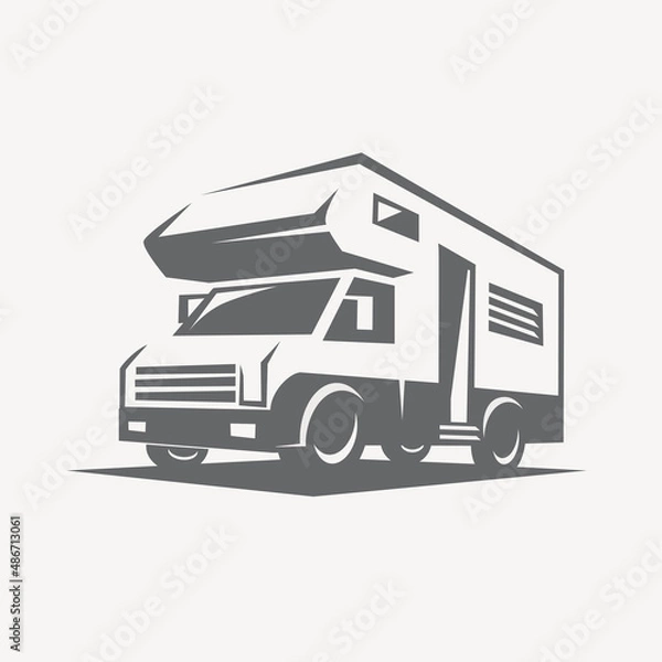 Obraz camper van stylized symbol of journey truck, design elements for emblem template