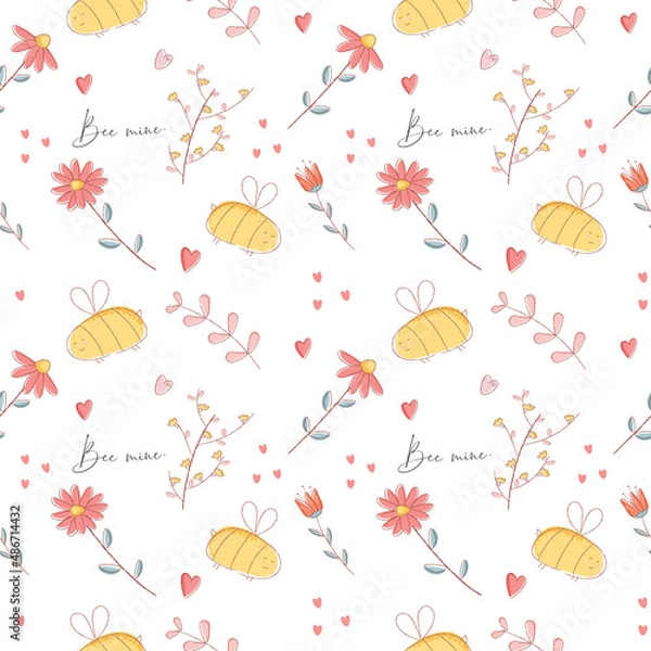 Obraz Valentine day bee love amazing pattern