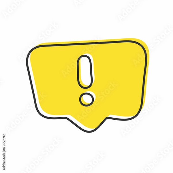 Fototapeta Exclamation vector icon, important mark, attention logo, warning speech bubble, yellow stop sign, illustration isolated on white