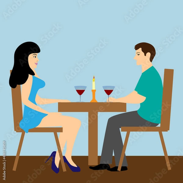 Obraz A young couple having lunch.