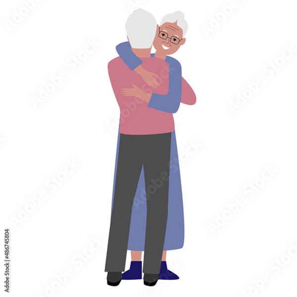 Obraz A hug from an elderly couple.