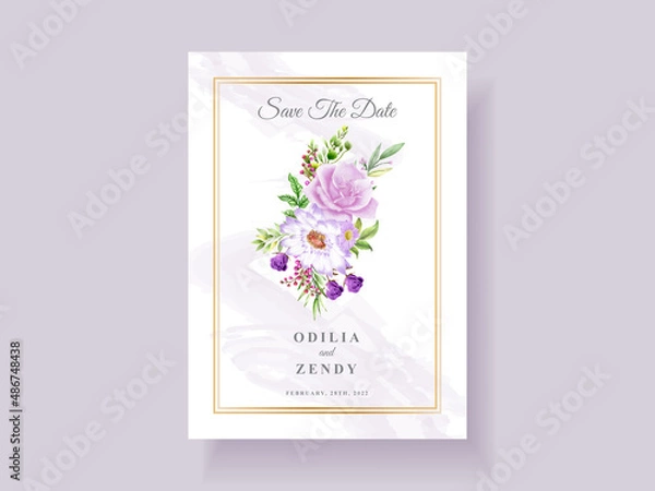 Obraz beautiful purple floral wedding invitation card template