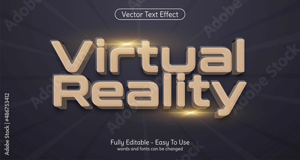 Fototapeta Creative 3d text Virtual reality editable style effect template