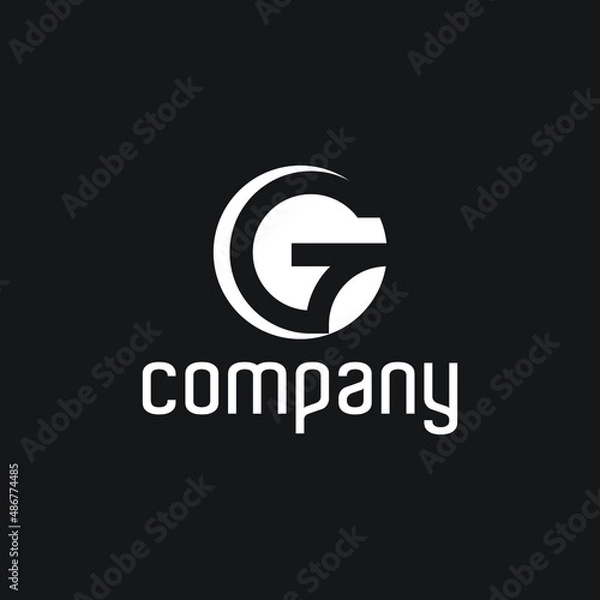 Obraz Letter G Rounded Negative Space Logo Vector