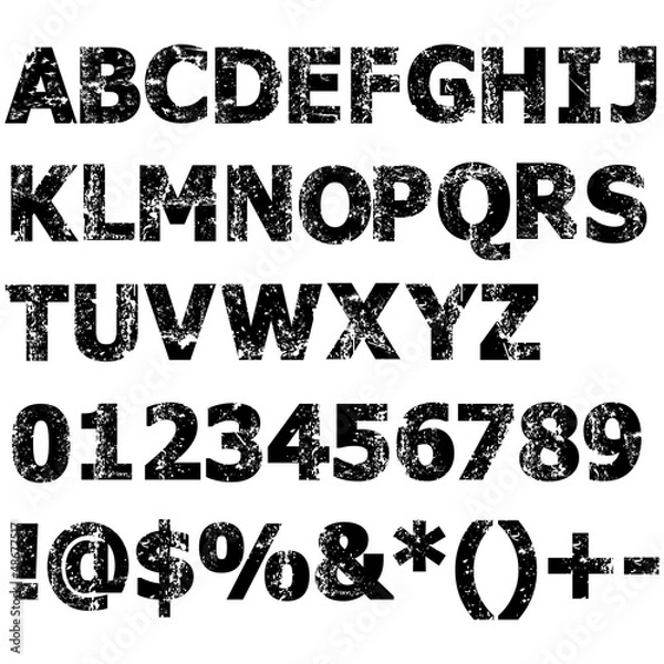 Fototapeta Grunge full alphabet, numbers and others chars