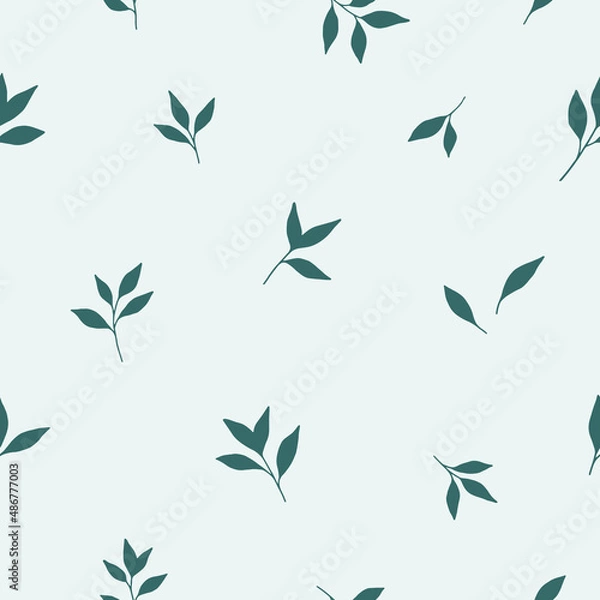 Obraz Abstract floral hand drawn seamless pattern. Hand drawn blue leaf background