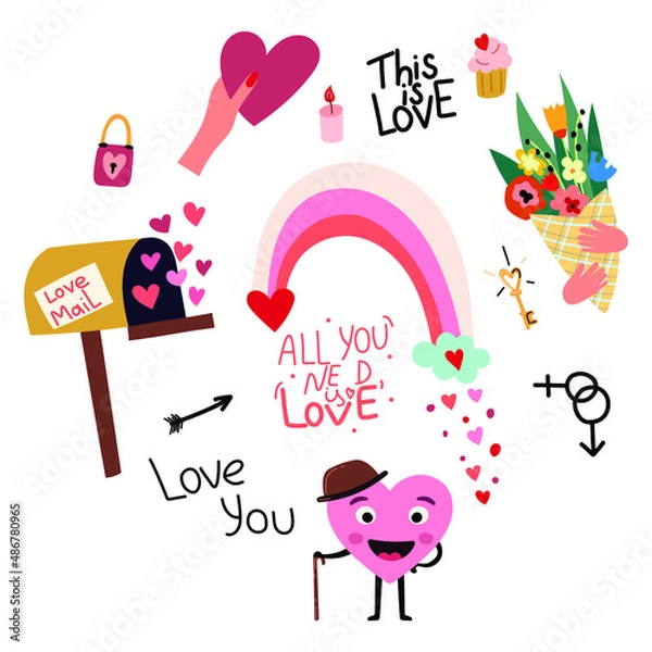 Obraz hand drawn valentine element collection. Vector illustration