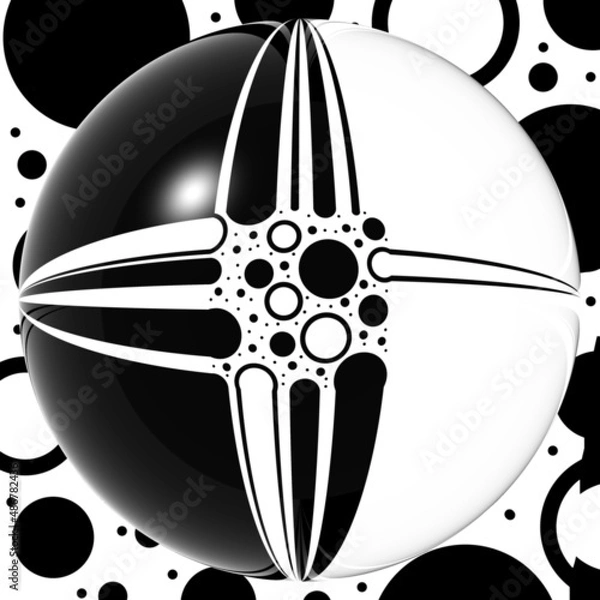 Fototapeta Abstract illustration for design. Black and white template. Sphere.
