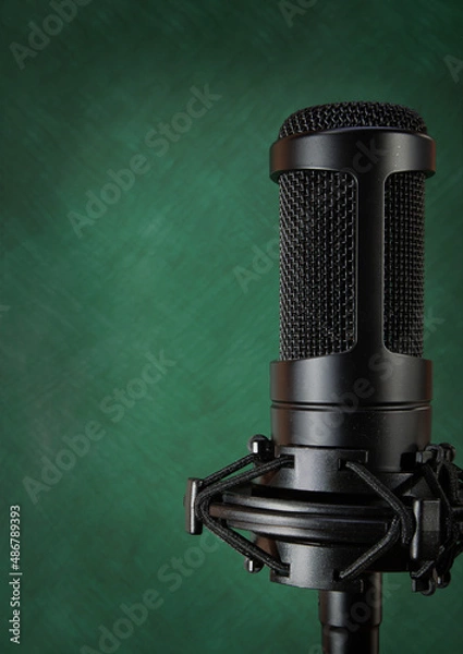 Obraz condenser microphone on green background