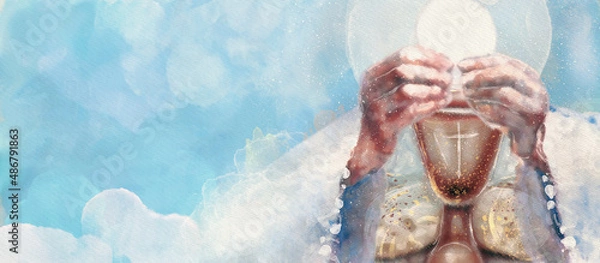 Obraz Eucharist. Watercolor christian background