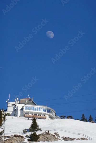 Fototapeta Skiing - Rosshütte and Moon 2022